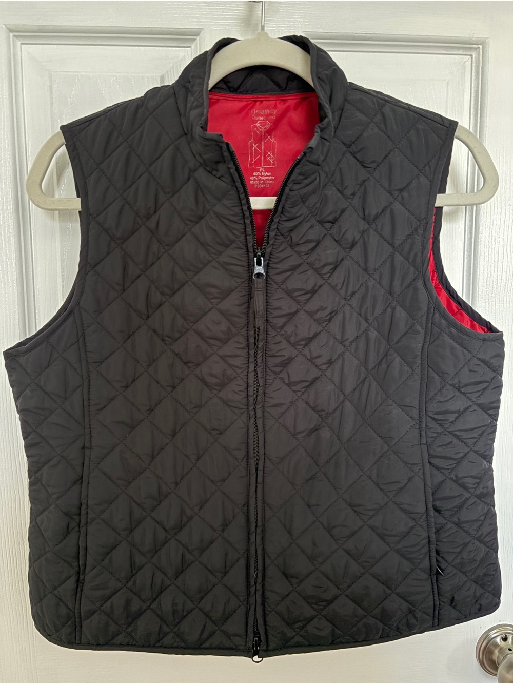 Relativity Black Quilted Vest with Red Interior Trim #0395